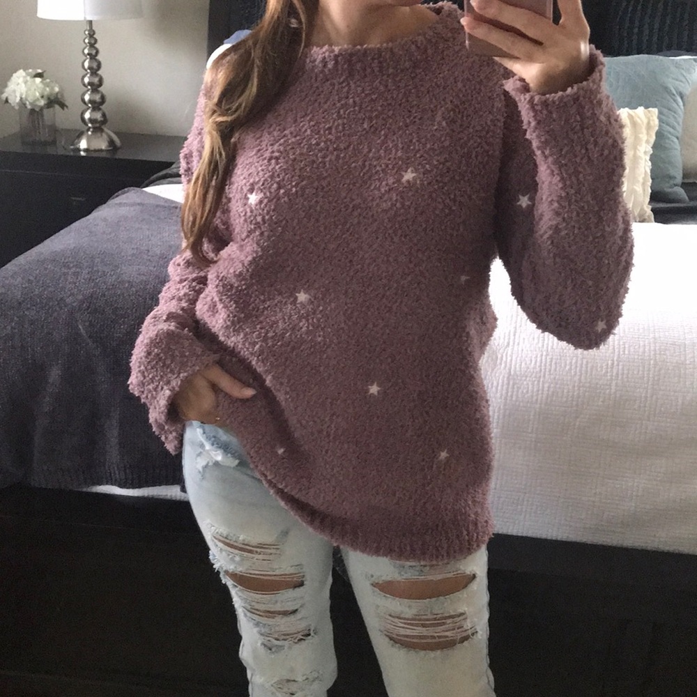 Mauve Stars Berber pullover sweater